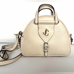 Jimmy Choo Varenne Mini Top Handle Ivory Leather JC Logo Crossbody Bag